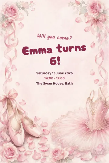 Ballet party invitation design