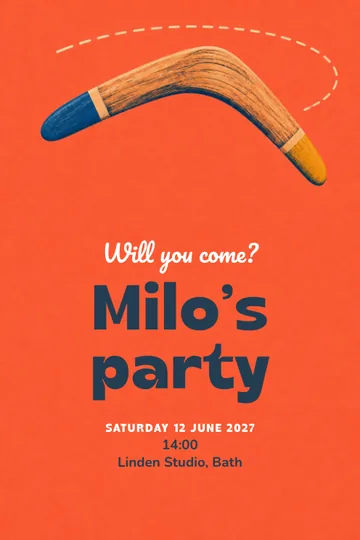 Boomerang party invitation design