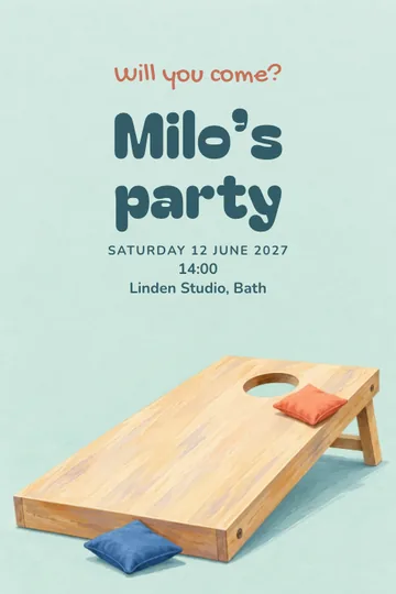 Beanbag toss invitation design