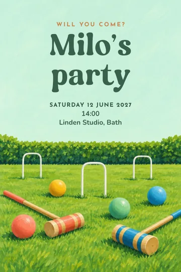 Croquet party invitation design