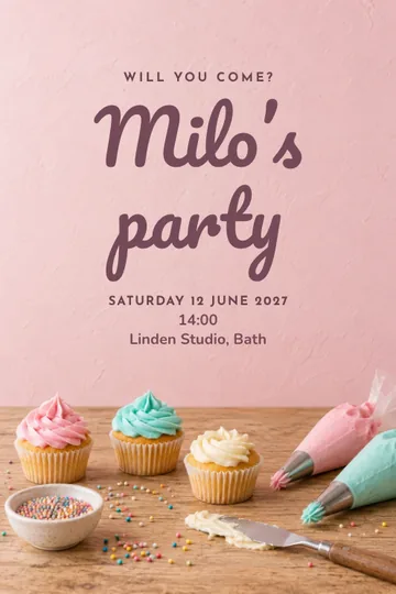 Cupcake decorating invitation design