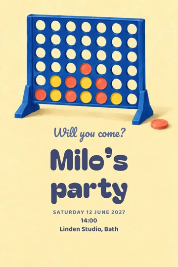 Four in a row invitation design