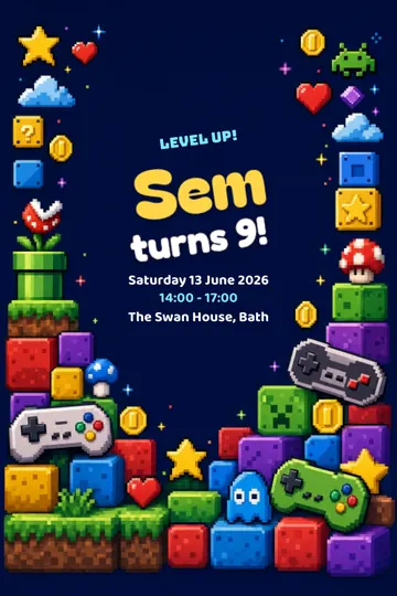 Gaming party invitation design
