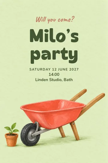 Garden cart party invitation design