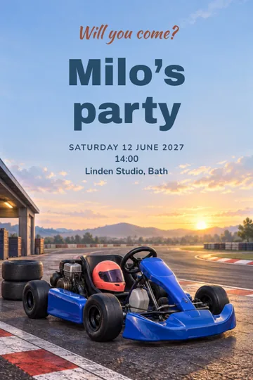 Go-kart party invitation design