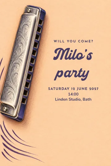 Harmonica party invitation design