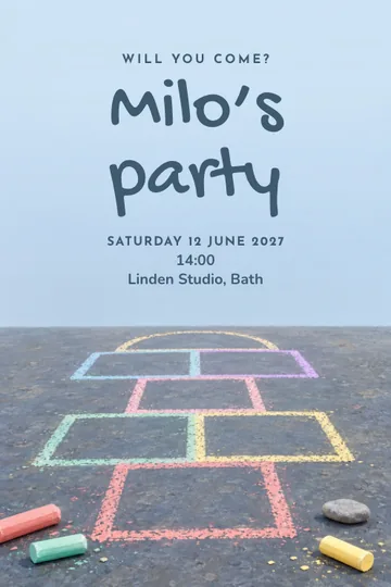 Chalk hopscotch invitation design