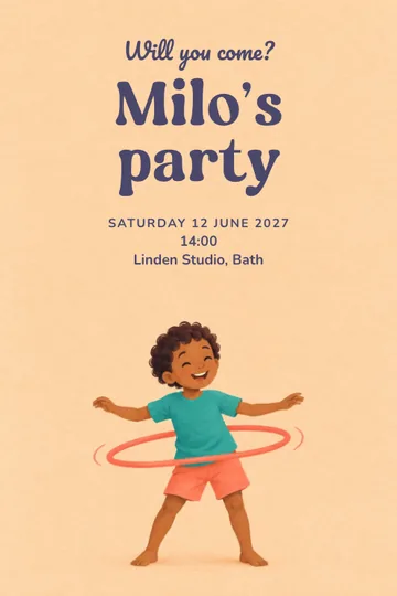 Hula hoop party invitation design