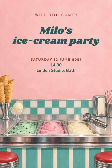 Retro ice cream parlor invitation design