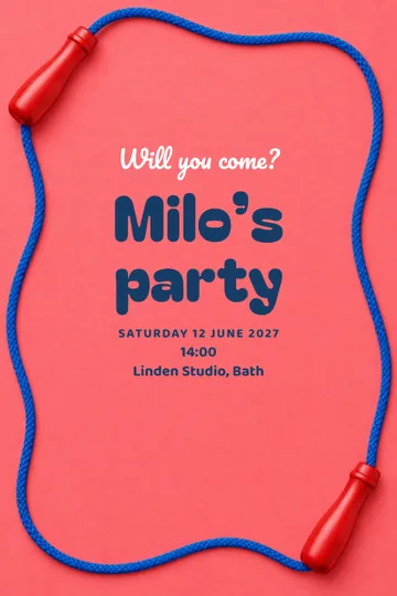 Jump rope party invitation design