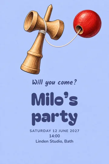 Kendama challenge invitation design
