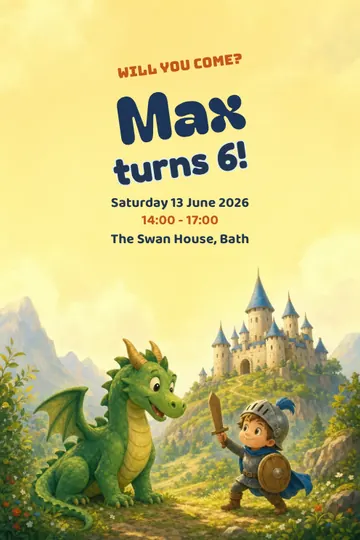 Knights and dragons invitation design