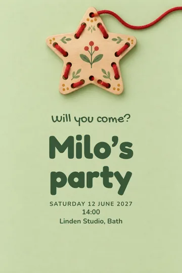 Lacing star party invitation design