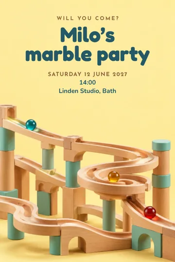 Marble run race invitation design