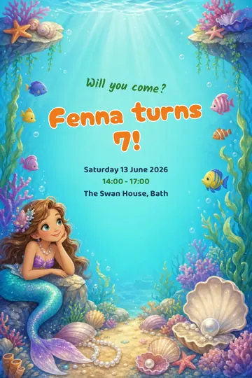 Mermaid lagoon invitation design