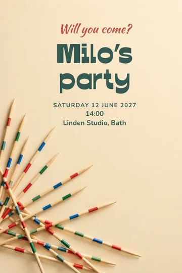 Pick-up sticks party invitation design