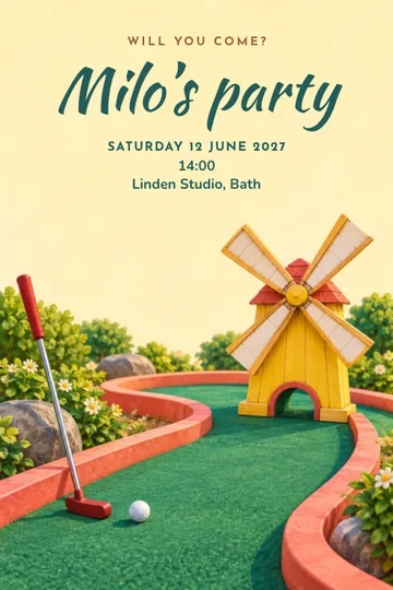 Mini golf invitation design