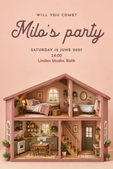 Miniature dollhouse invitation design