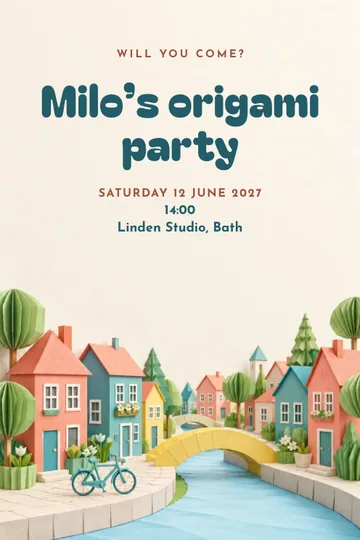 Origami city invitation design