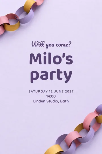 Paper chain party invitation design