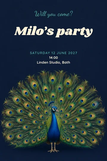 Peacock parade invitation design