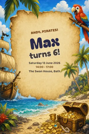 Pirate treasure invitation design