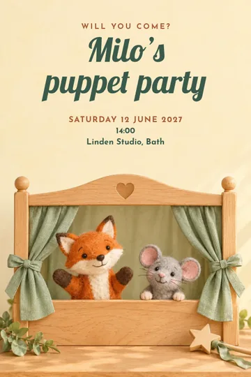 Puppet theatre invitation design