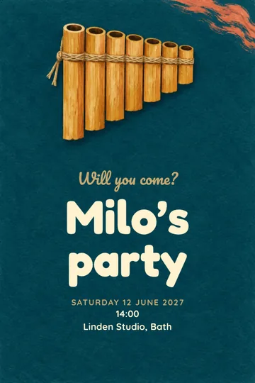 Panpipe party invitation design