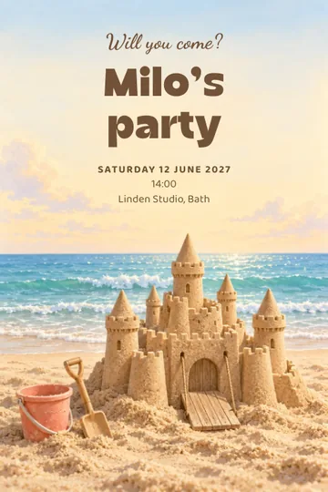 Sandcastle workshop invitation design