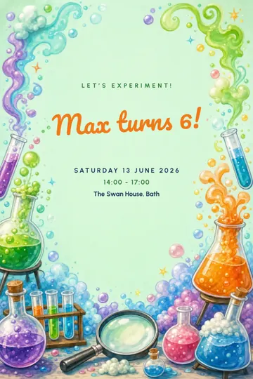 Science party invitation design
