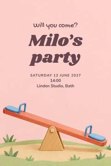 Seesaw party invitation design