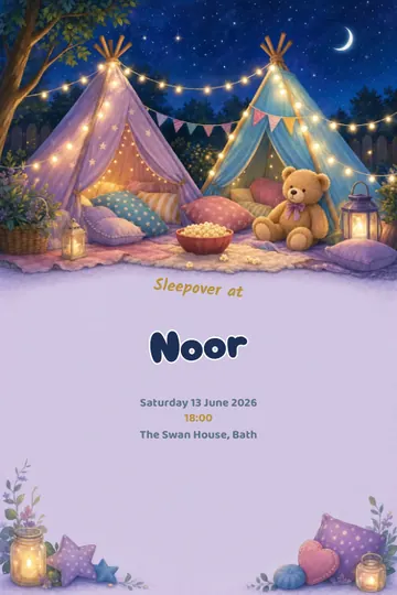 Sleepover invitation design