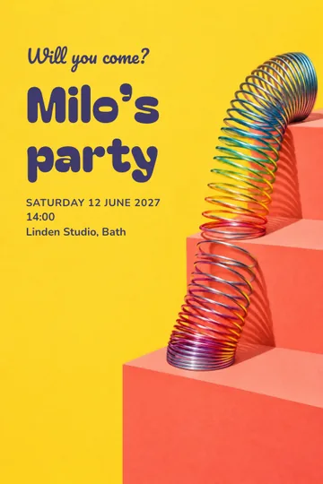 Slinky spring party invitation design