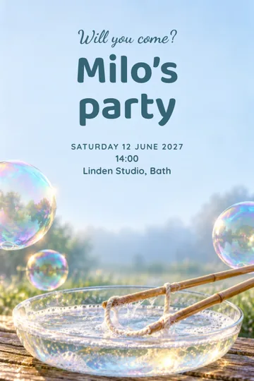Soap bubble workshop invitation design