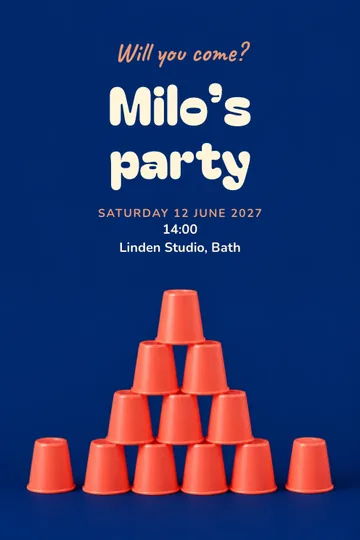 Cup stacking party invitation design