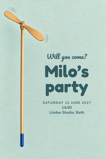 Spin and fly invitation design