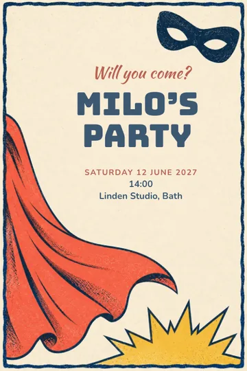 Superhero party invitation design