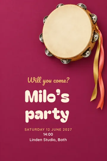 Tambourine party invitation design