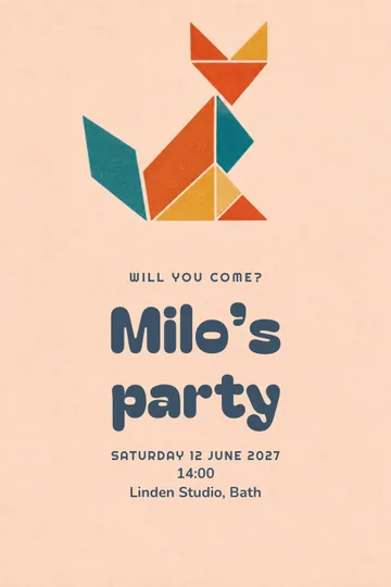 Tangram fox invitation design