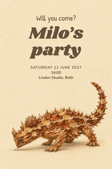 Prickly adventure invitation design