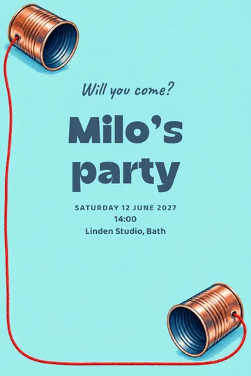 Tin can telephone invitation design