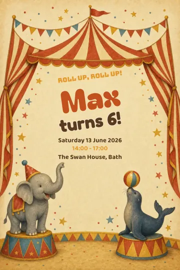 Vintage circus invitation design