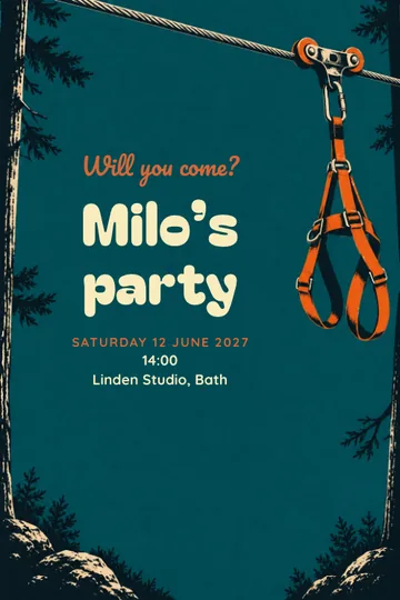 Zipline adventure invitation design
