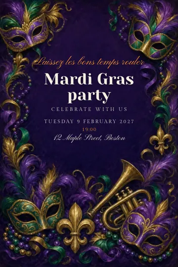 Mardi Gras invitation design