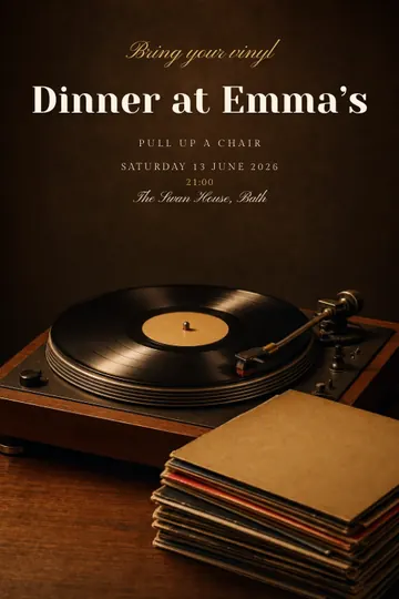 Vinyl after dark invitation design