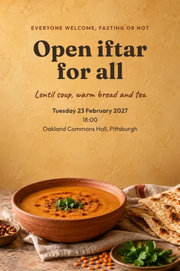 Holidays invitation, Lentil soup and bread design