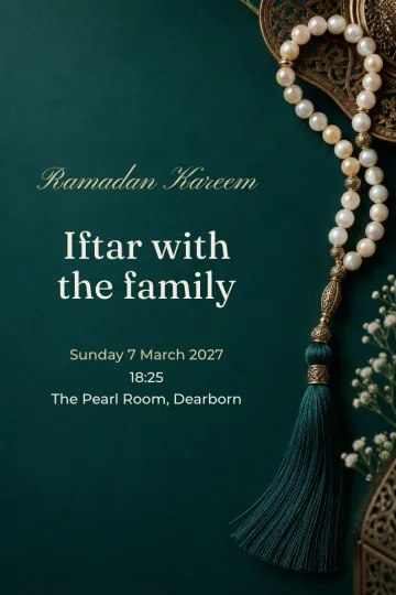 Holidays invitation, Mother-of-pearl tasbih design