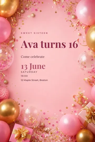 Sweet 16 invitation design