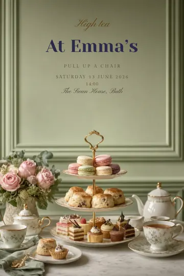 High tea invitation design