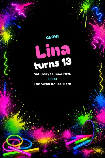 Glow party invitation design